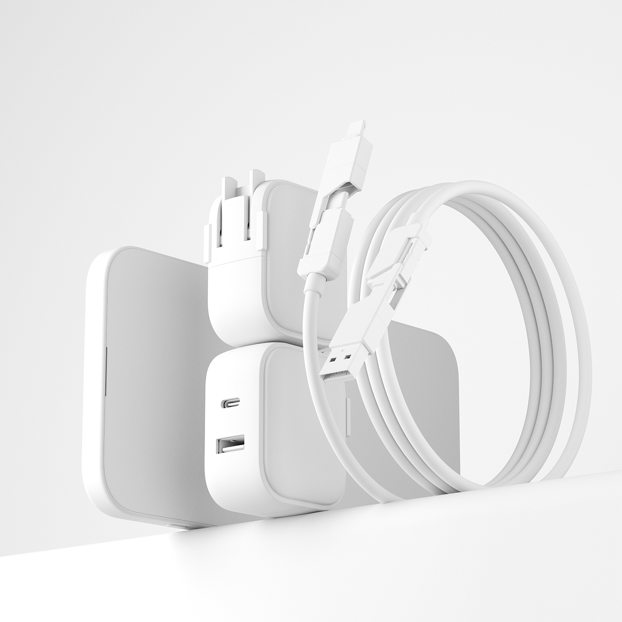 一套双口快充充电头的建模渲染（图ZNDAxNDExODQ4） - 产品 - 站酷设计师设计师阿祯原创素材 - 站酷ZCOOL