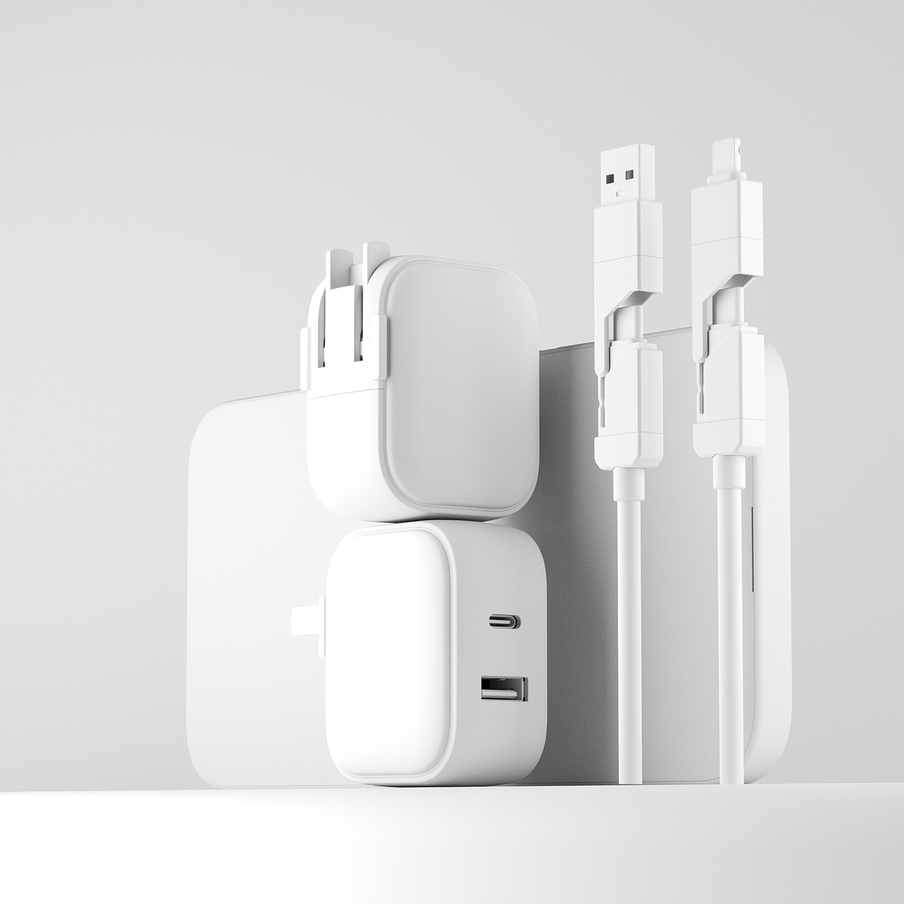 一套双口快充充电头的建模渲染（图ZNDAxNDExODU2） - 产品 - 站酷设计师设计师阿祯原创素材 - 站酷ZCOOL