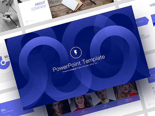 蓝色商务通用数据可视化图文排版工作汇报PPT模板设计