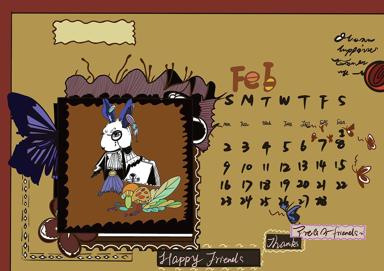 爱丽丝梦游仙境插画日历（图ZNDAxNDM0NjMy） - 创作习作 - 站酷设计师Z088423684原创素材 - 站酷ZCOOL