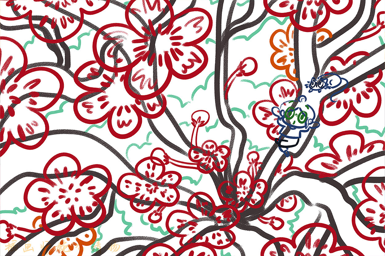 红梅花开（图ZNDAxNDM2NjU2） - 商业插画 - 站酷设计师婉兮清扬wxqy原创素材 - 站酷ZCOOL