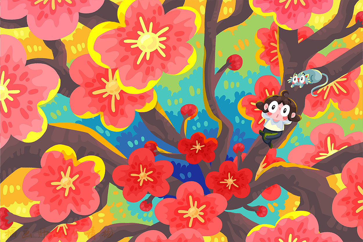 红梅花开（图ZNDAxNDM2NjYw） - 商业插画 - 站酷设计师婉兮清扬wxqy原创素材 - 站酷ZCOOL