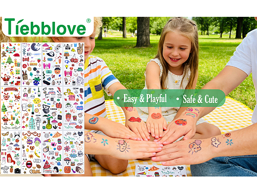 亚马逊A+@亲子纹身贴 可爱儿童纹身