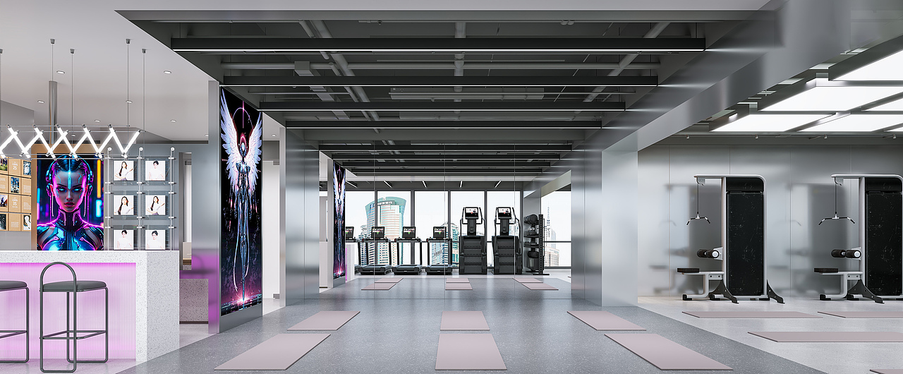 健身房体能馆二店效果图设计（图ZNDAxNDYyMjY4） - 商业空间设计 - 站酷设计师小豪效果图原创素材 - 站酷ZCOOL