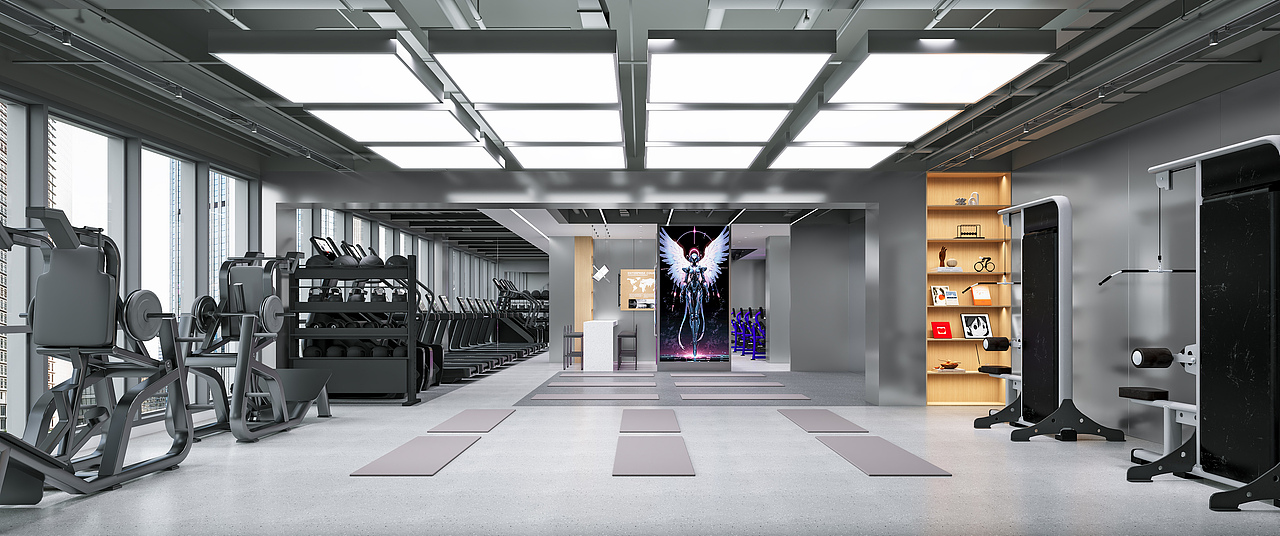 健身房体能馆二店效果图设计（图ZNDAxNDYyMjQ0） - 商业空间设计 - 站酷设计师小豪效果图原创素材 - 站酷ZCOOL