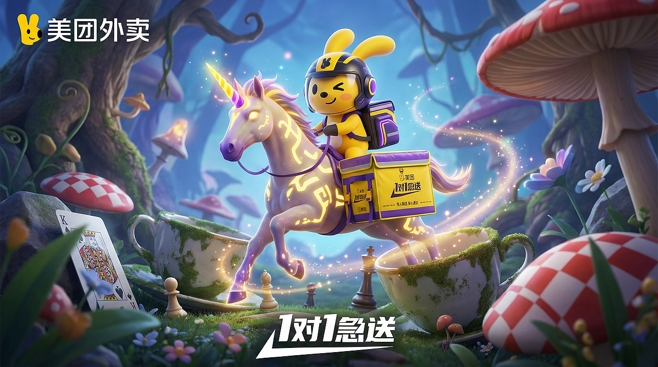 美团外卖 1v1 急送投稿｜美团配送服务的小宇宙（图ZNDAxNDczNDE2） - AI作品 - 站酷设计师食术原创素材 - 站酷ZCOOL