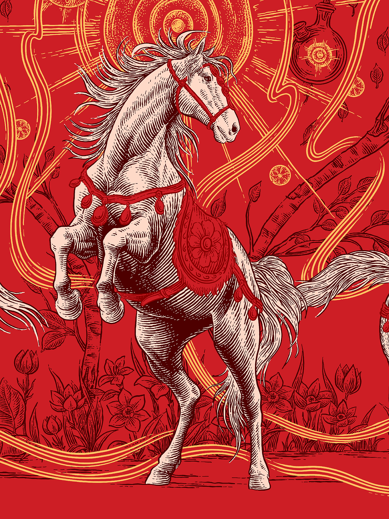 养生堂化妆品马年礼盒插画（图ZNDAxNDk3MDQ4） - 商业插画 - 站酷设计师花椒的Alex原创素材 - 站酷ZCOOL