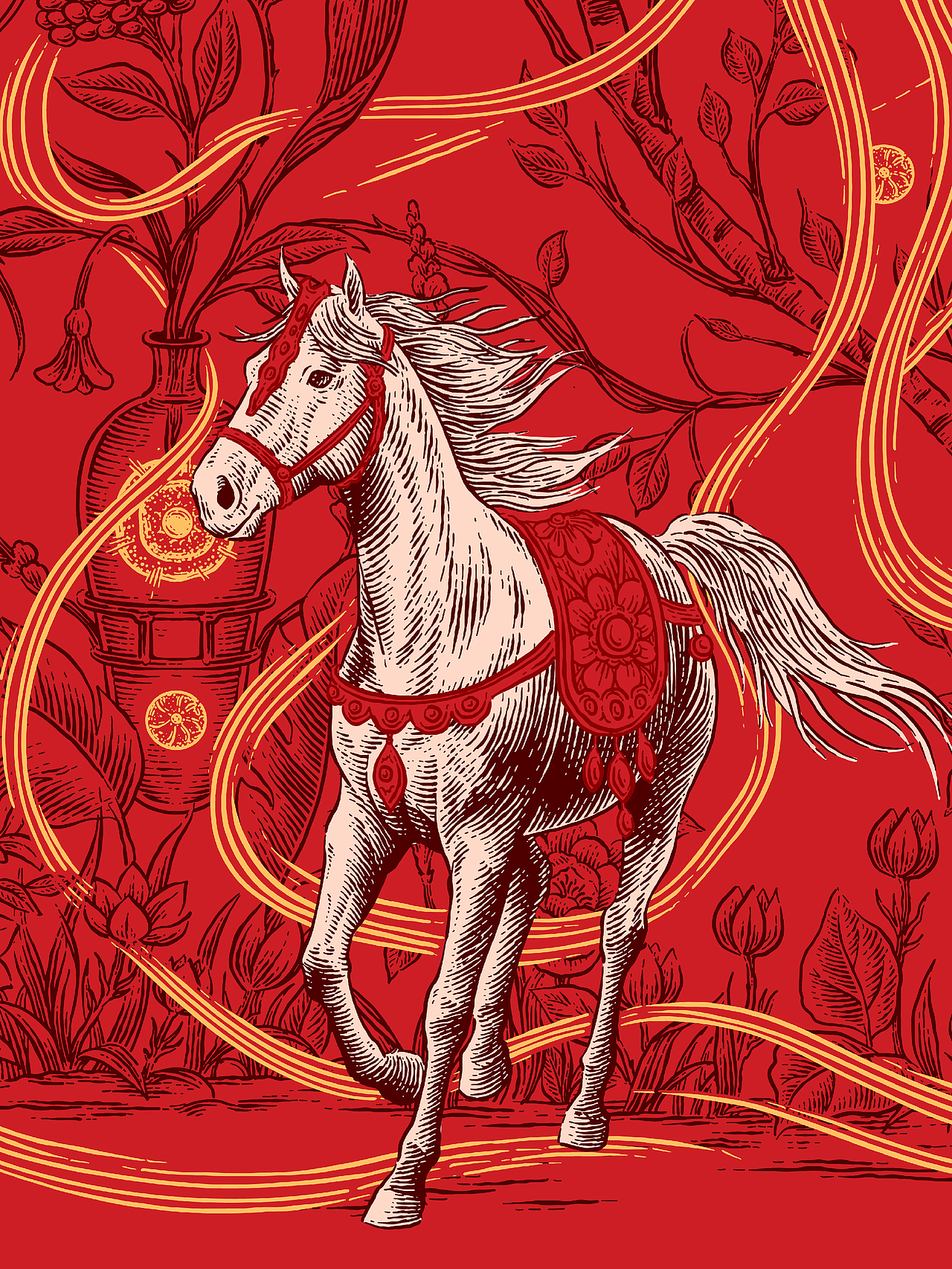 养生堂化妆品马年礼盒插画（图ZNDAxNDk3MDUy） - 商业插画 - 站酷设计师花椒的Alex原创素材 - 站酷ZCOOL