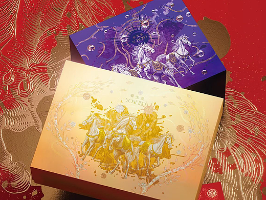 养生堂化妆品马年礼盒插画