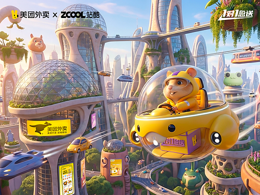 這一單，“鼠”你最穩(wěn) | 美團外賣1對1急送（個人主頁-ZNzMwNDM5MTY=） - AI作品 - 站酷設(shè)計師林四靈040原創(chuàng)素材 - 站酷ZCOOL