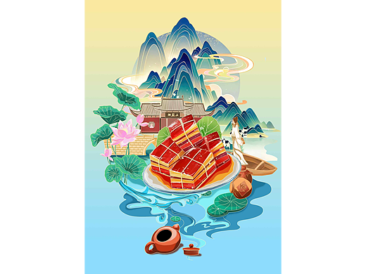 杭州风土美食插画