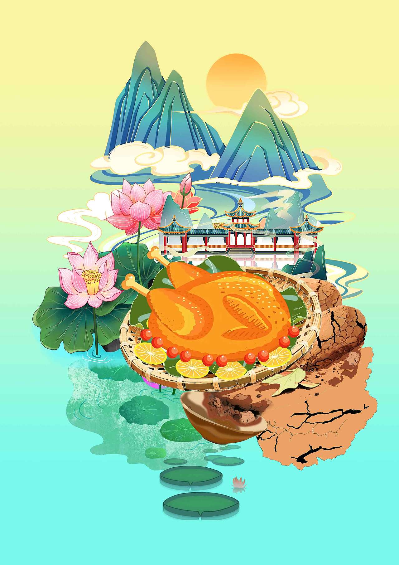 荷叶叫花鸡插画（图ZNDAxNTA5NjA4） - 商业插画 - 站酷设计师串儿串儿原创素材 - 站酷ZCOOL