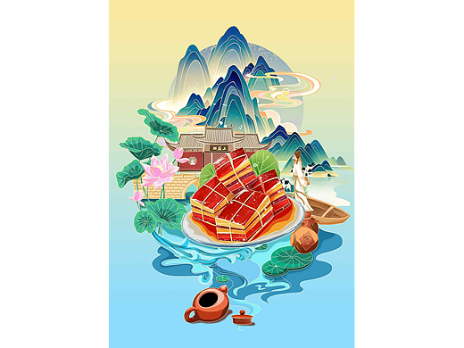 杭州东坡肉插画