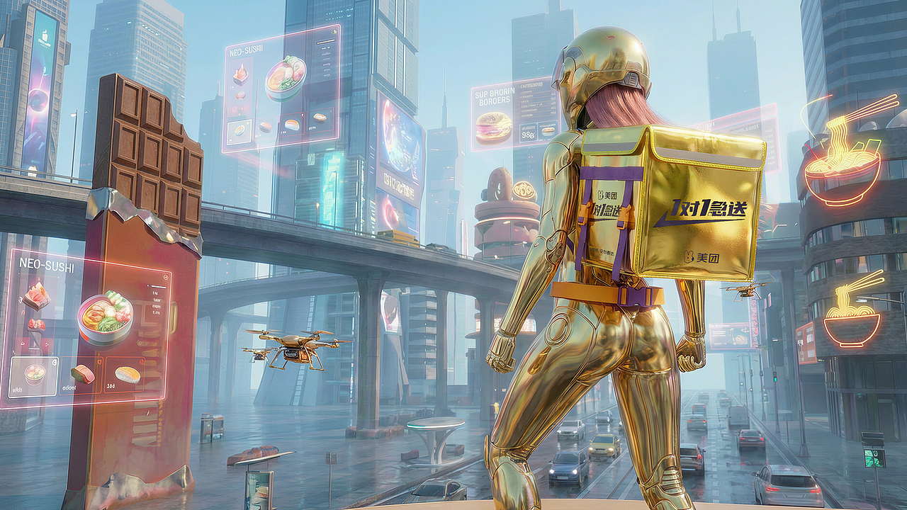 美团外卖1对1急送-准备好了吗？现在，出发（图ZNDAxNTIyMjEy） - AI作品 - 站酷设计师VRGC研究院原创素材 - 站酷ZCOOL