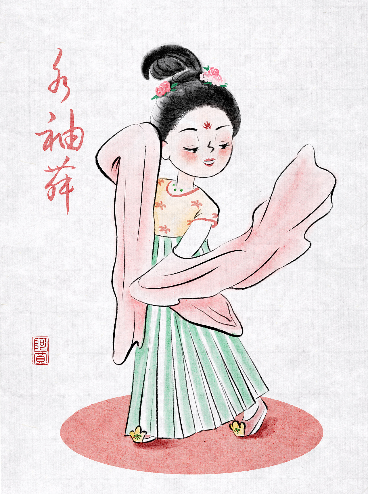 水墨风格插画唐舞伎系列（图ZNDAxNTMzNTA0） - 商业插画 - 站酷设计师Aja阿贾原创素材 - 站酷ZCOOL