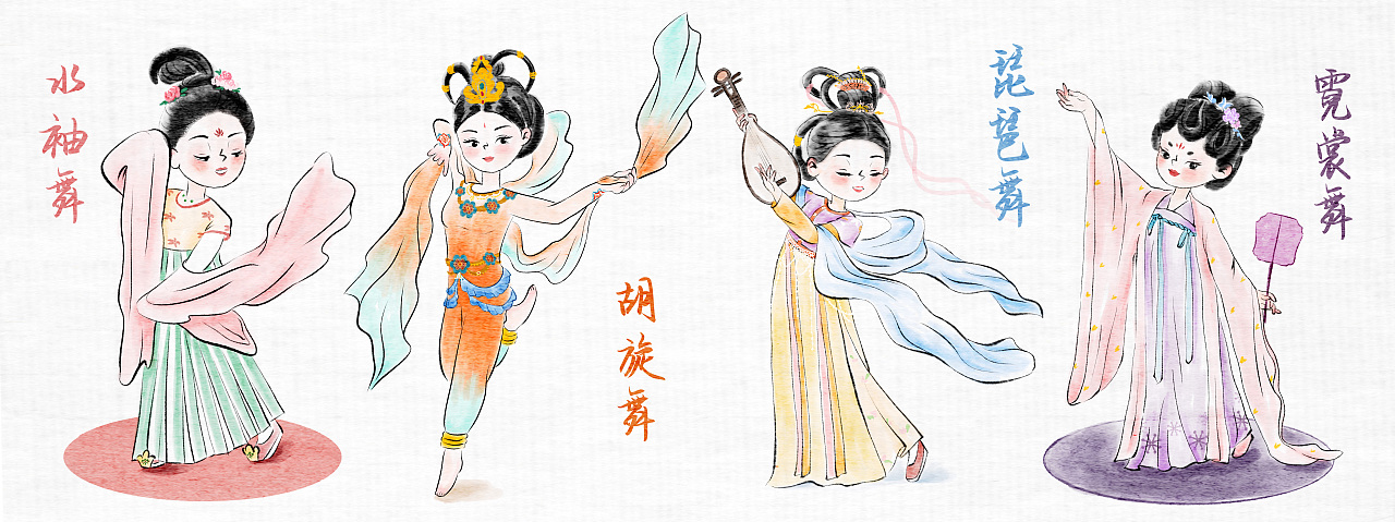 水墨风格插画唐舞伎系列（图ZNDAxNTMzNTEy） - 商业插画 - 站酷设计师Aja阿贾原创素材 - 站酷ZCOOL