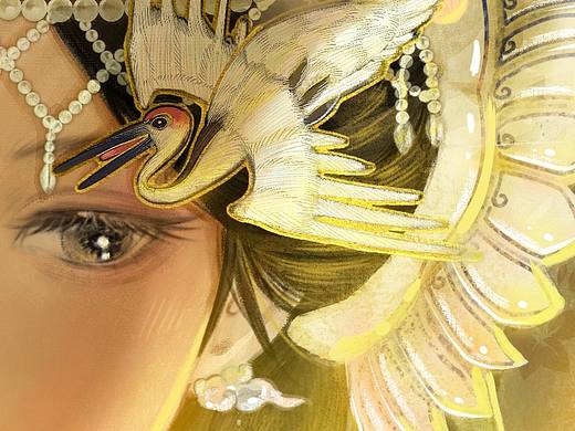 清代象牙雕云鹤纹海棠式灯笼文物拟人插画