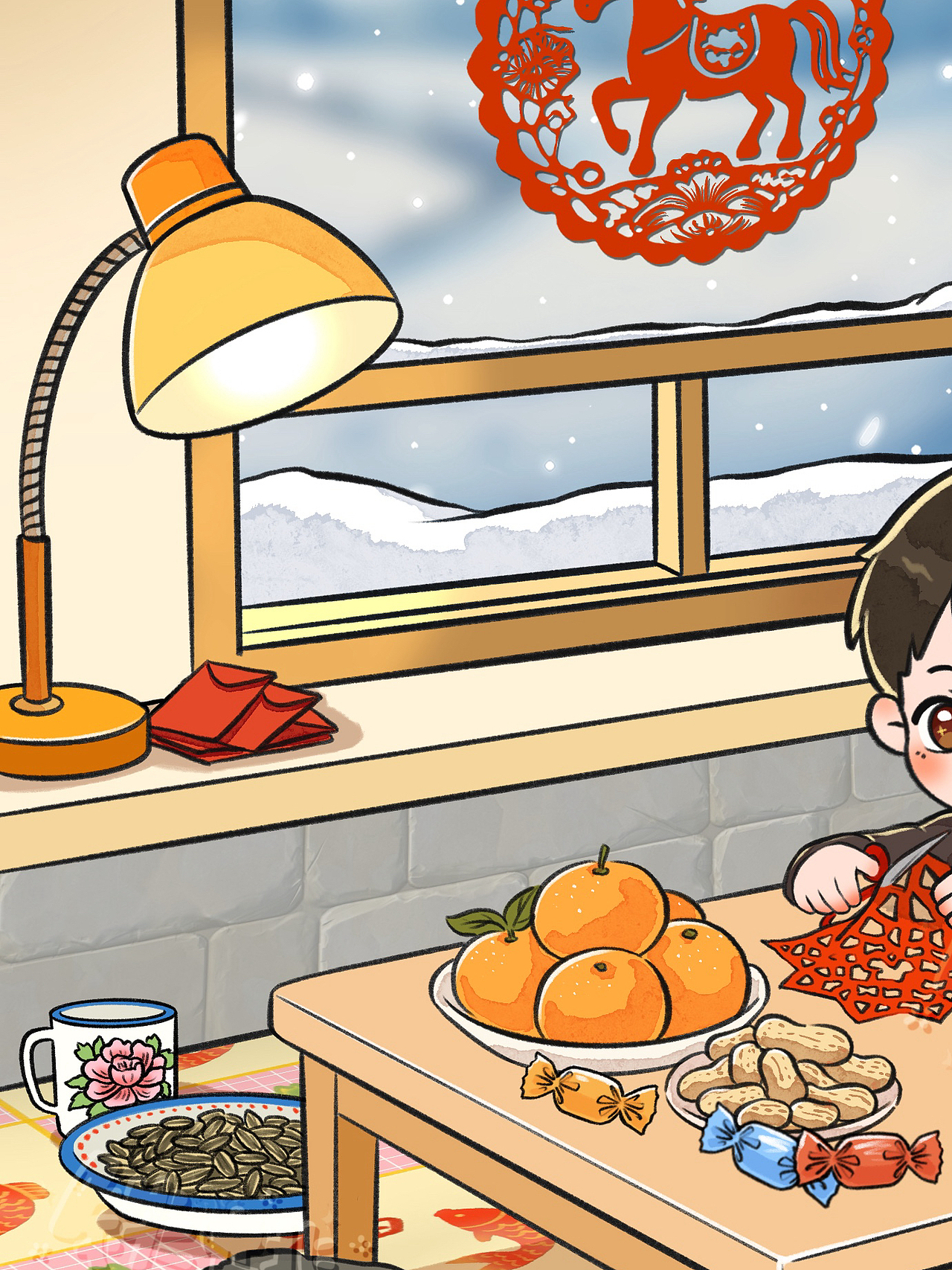 窗花一贴 年味拿捏（图ZNDAxNTQzOTI4） - 儿童插画 - 站酷设计师铁桃原创素材 - 站酷ZCOOL