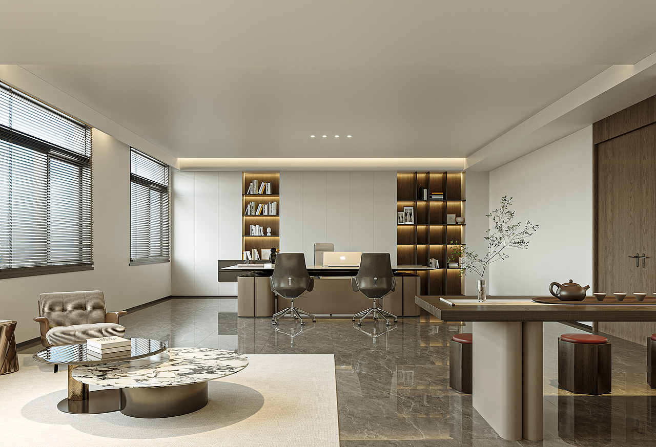 办公室设计|商务质感与 松弛氛围 的双向平衡～（图ZNDAxNTYxOTk2） - 商业空间设计 - 站酷设计师孟西原创素材 - 站酷ZCOOL