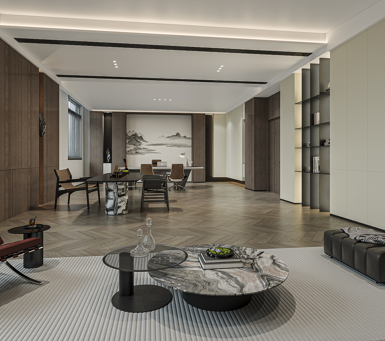 办公室设计|商务质感与 松弛氛围 的双向平衡～（图ZNDAxNTYyMDAw） - 商业空间设计 - 站酷设计师孟西原创素材 - 站酷ZCOOL