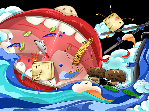 去吃了好吃的火锅，又化身大嘴怪咯~