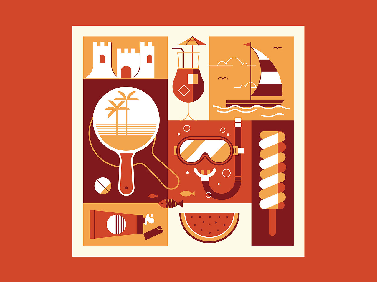 复古撞色几何拼贴装饰画（图ZNDAxNTY5MDg0） - 创作习作 - 站酷设计师有兴纸艺原创素材 - 站酷ZCOOL