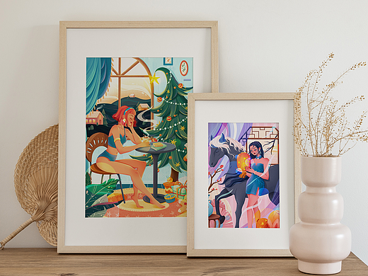 扁平時(shí)尚插畫-新年&圣誕節(jié)（個(gè)人主頁-ZNzMwNTA4MDQ=） - 藝術(shù)插畫 - 站酷設(shè)計(jì)師三川MY原創(chuàng)素材 - 站酷ZCOOL