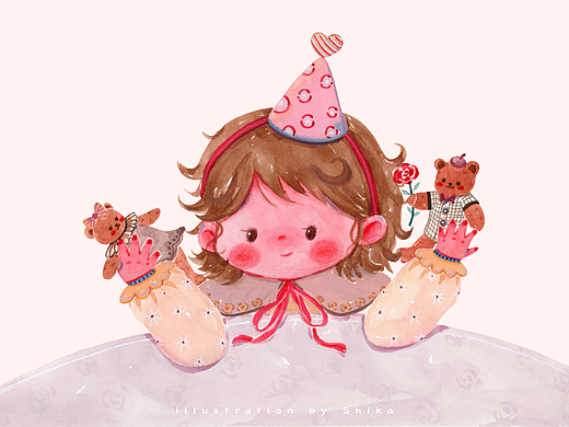 手绘丨熊熊相爱 小朋友在