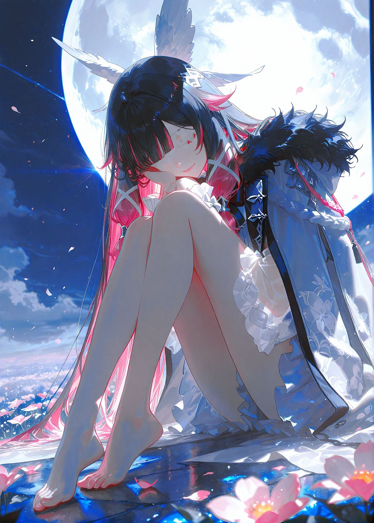 哥伦比娅丨月，花海与水纹（图ZNDAxNTk5OTE2） - AI作品 - 站酷设计师柳绯月Lfmooon原创素材 - 站酷ZCOOL