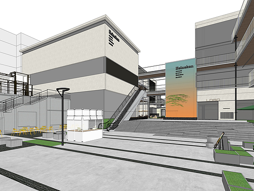 现代商业街景观SU模型下载
