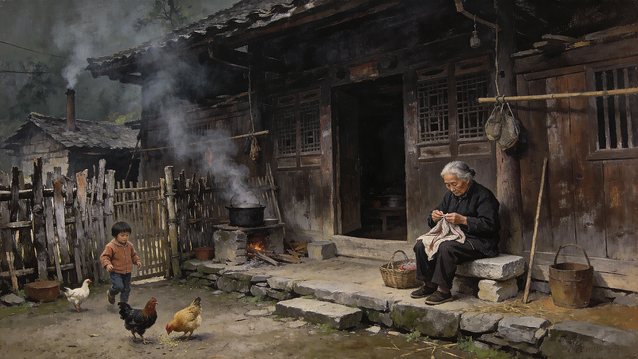 【AI油画】旧年代的农村（图ZNDAxNjA3MzI4） - 艺术插画 - 站酷设计师江宁的赞酷之旅原创素材 - 站酷ZCOOL