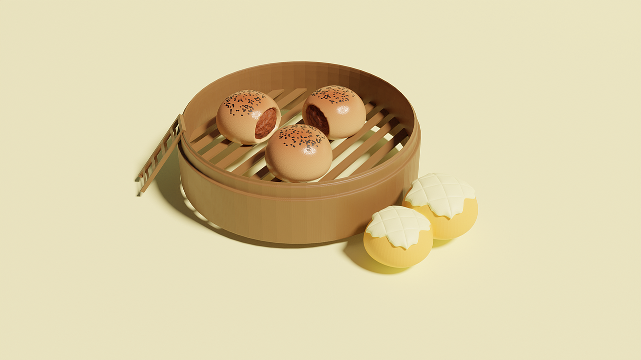 Blender模型设计练习：酥月生煎（图ZNDAxNjE0MTky） - 其他三维 - 站酷设计师落纸云烟原创素材 - 站酷ZCOOL