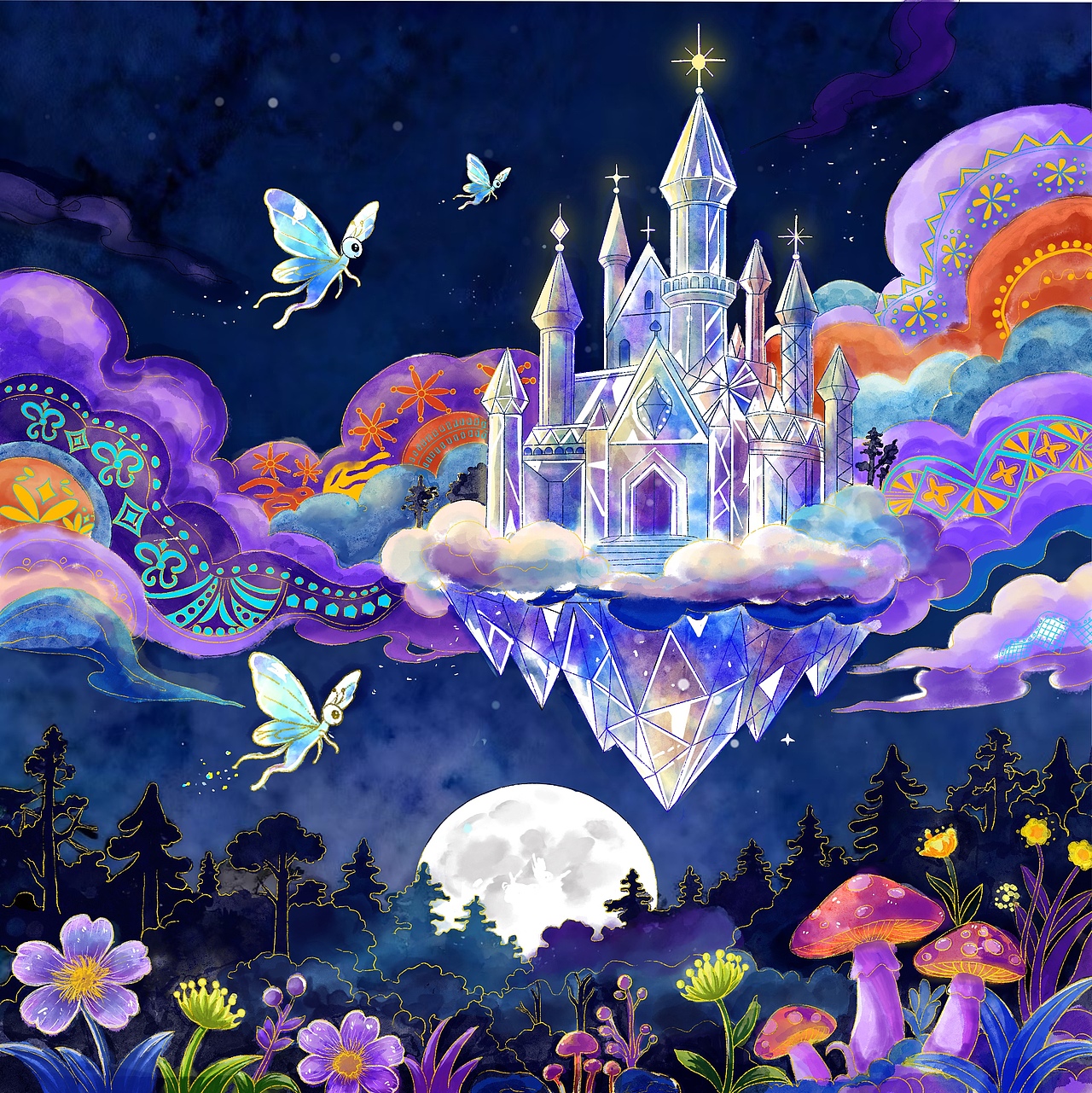 插畫：天空之城（圖ZNDAxNjI0NTc2） - 兒童插畫 - 站酷設(shè)計(jì)師云虛舟原創(chuàng)素材 - 站酷ZCOOL