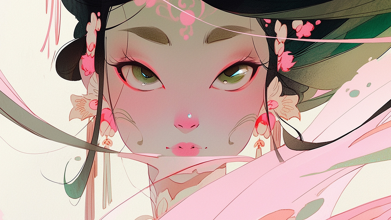 AI绘古韵·人面桃花系列（图ZNDAxNjI1MDAw） - 艺术插画 - 站酷设计师丝丝悦原创素材 - 站酷ZCOOL