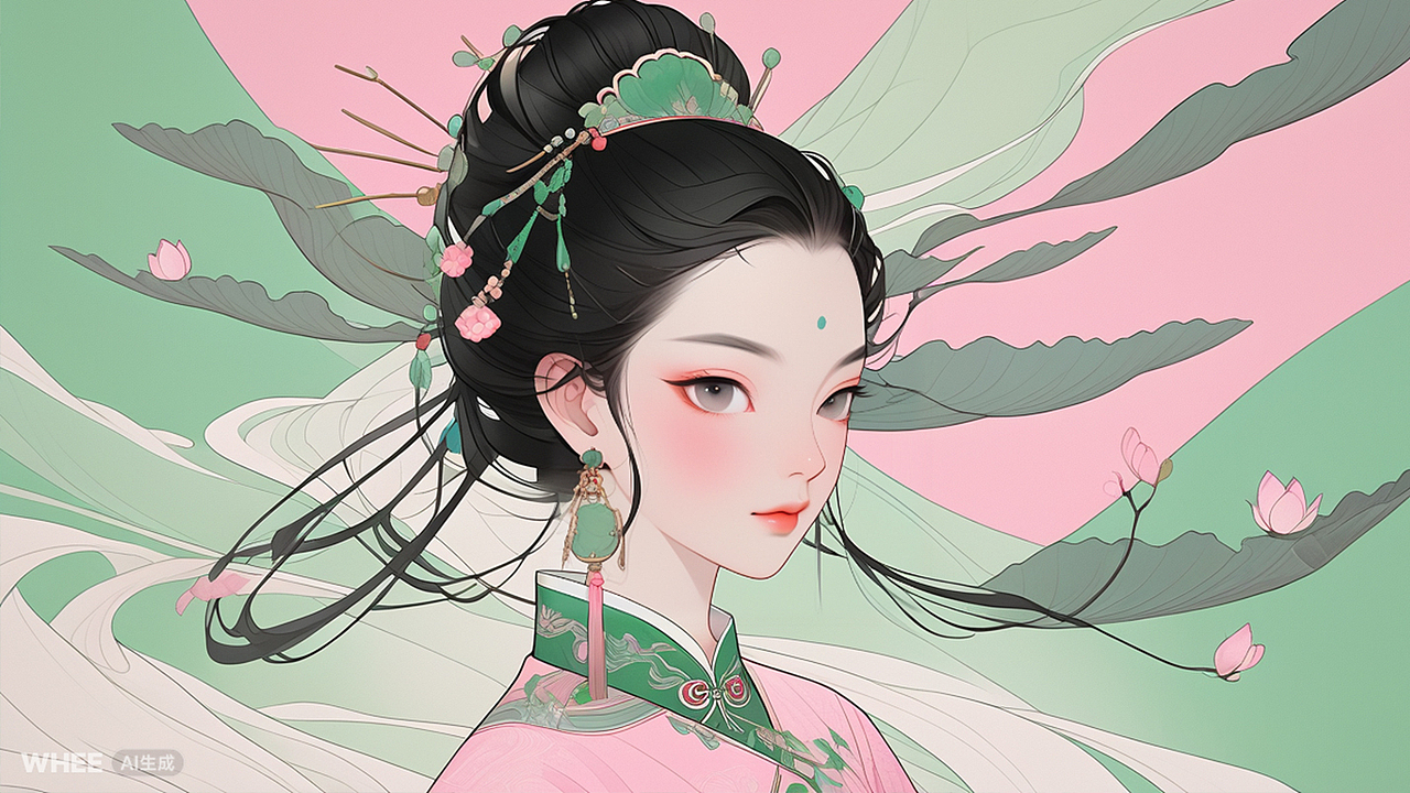 AI绘古韵·人面桃花系列（图ZNDAxNjI1MDgw） - 艺术插画 - 站酷设计师丝丝悦原创素材 - 站酷ZCOOL