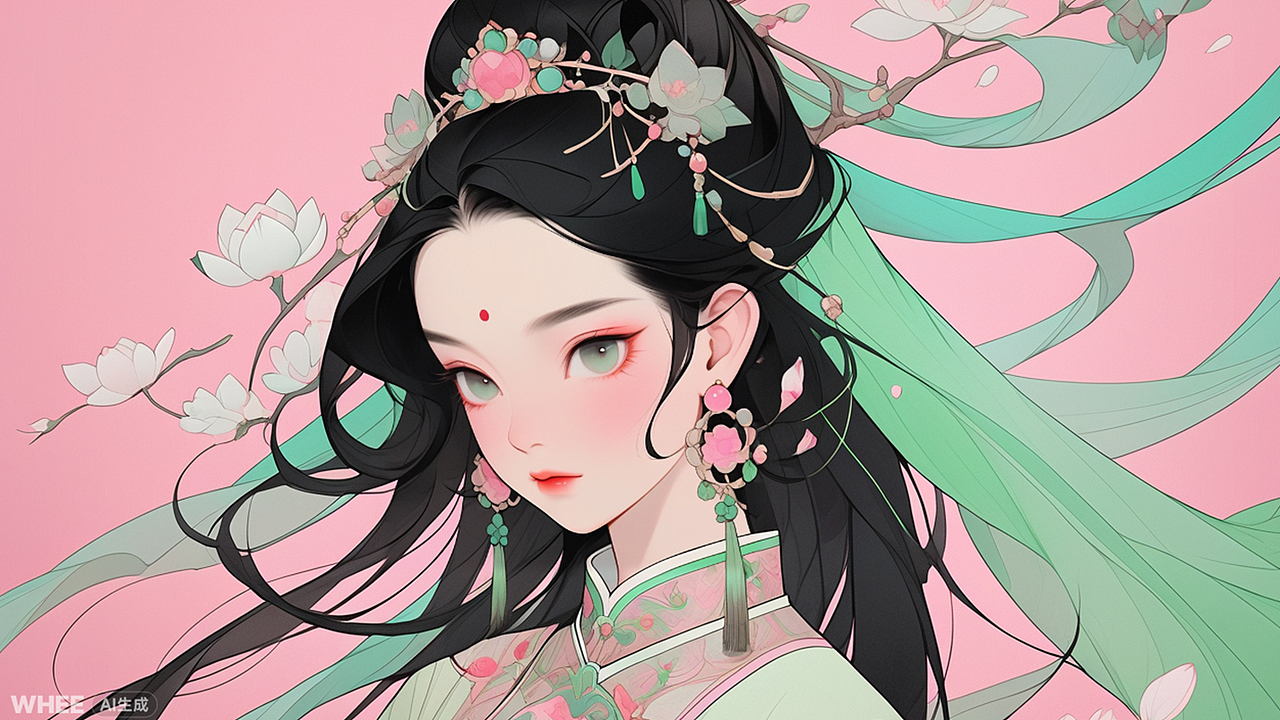 AI绘古韵·人面桃花系列（图ZNDAxNjI1MDc2） - 艺术插画 - 站酷设计师丝丝悦原创素材 - 站酷ZCOOL