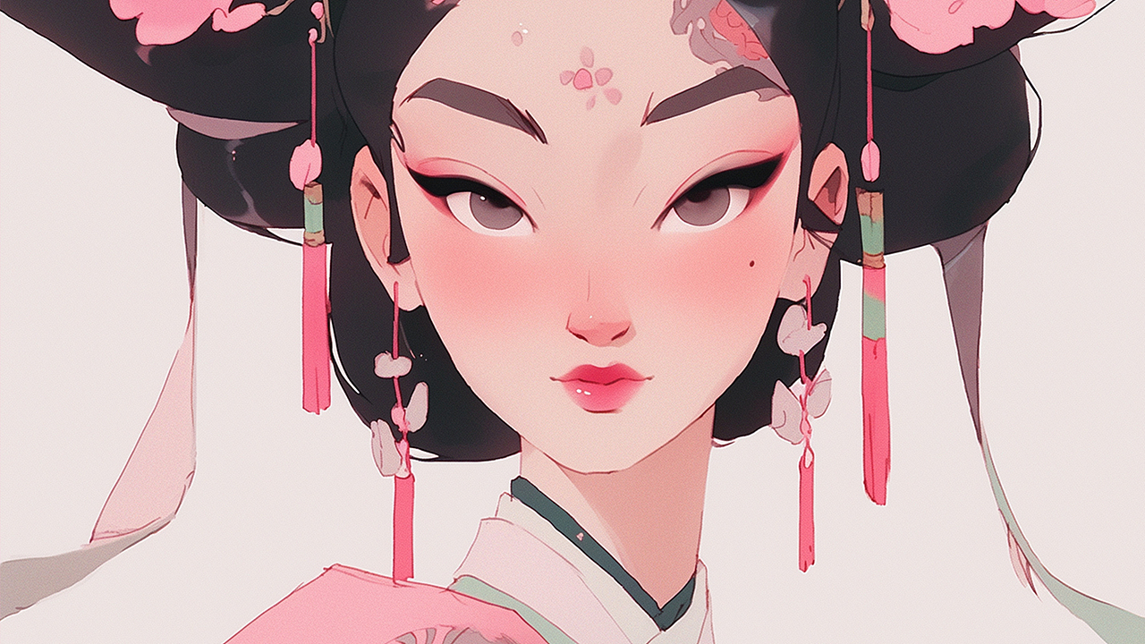 AI绘古韵·人面桃花系列（图ZNDAxNjI1MTQ0） - 艺术插画 - 站酷设计师丝丝悦原创素材 - 站酷ZCOOL