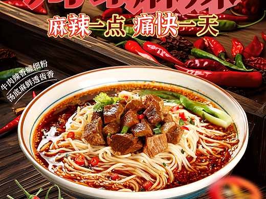 川味面馆系列 | 用红辣视觉裹满烟火气的餐饮物料