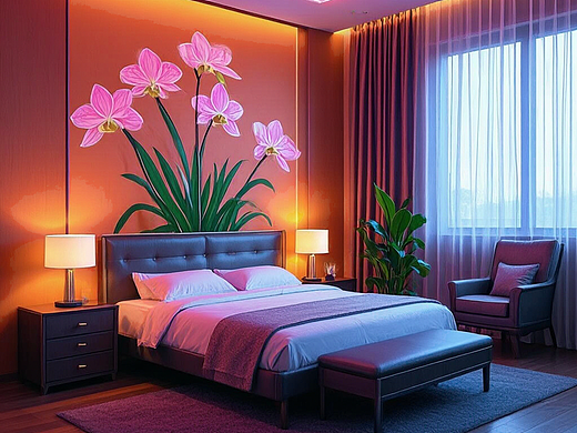 AI画，杭派花卉室内风格设计（工具：混元）