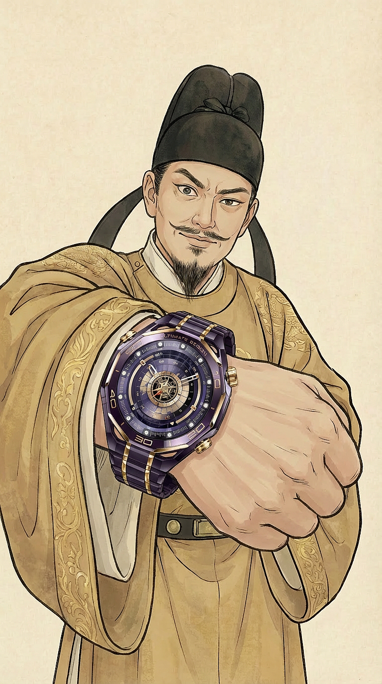 AIGC x 华为紫金腕表 |《古代名流圈的斗宝大会》（图ZNDAxNjg3OTM2） - AI作品 - 站酷设计师小脑袋AI坊原创素材 - 站酷ZCOOL