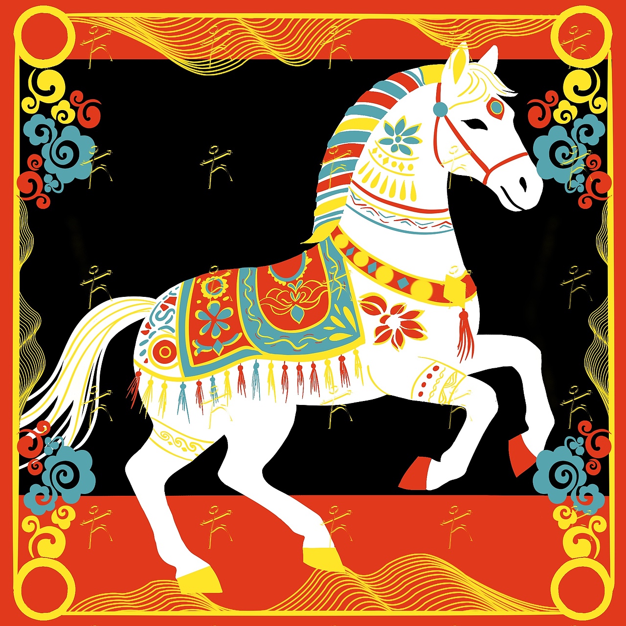 【图案设计】中国风马儿（图ZNDAxNzEwODA0） - 艺术插画 - 站酷设计师这里是ohh原创素材 - 站酷ZCOOL