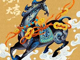 马年插画海报