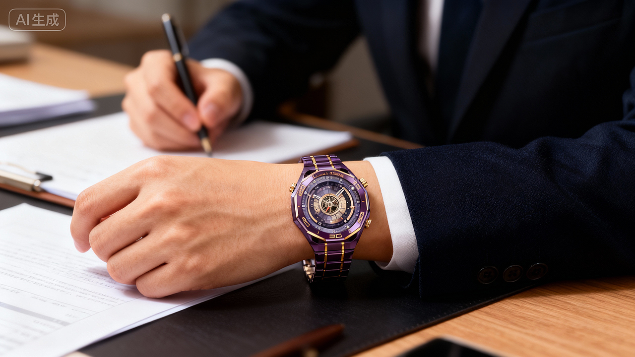 华为非凡大师紫金表：腕上紫气金来（图ZNDAxNzE1ODEy） - AI作品 - 站酷设计师华夏祁莲原创素材 - 站酷ZCOOL