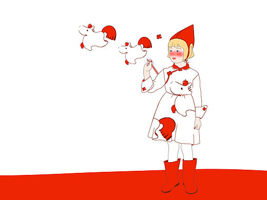 阳光白云小红马