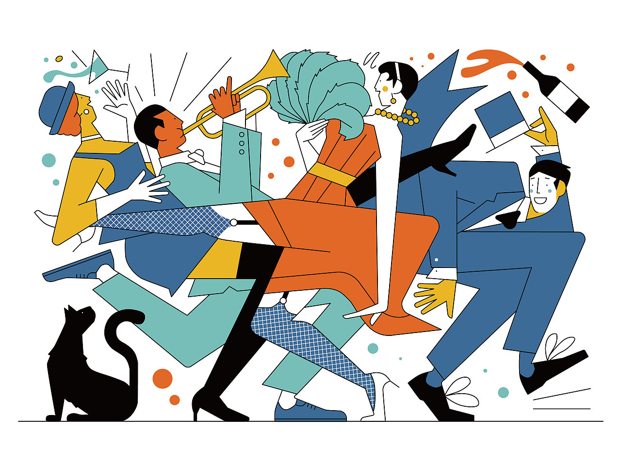 扁平爵士律动插画（图ZNDAxNzI4NjEy） - 创作习作 - 站酷设计师有兴纸艺原创素材 - 站酷ZCOOL