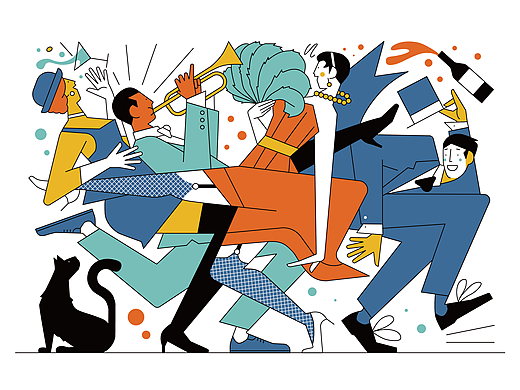 扁平爵士律动插画