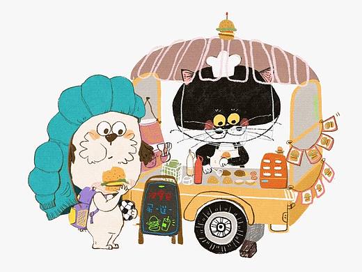 今日漢堡買一送一（個(gè)人主頁-ZNzMwNjc3MjA=） - 兒童插畫 - 站酷設(shè)計(jì)師xiaomihh_原創(chuàng)素材 - 站酷ZCOOL