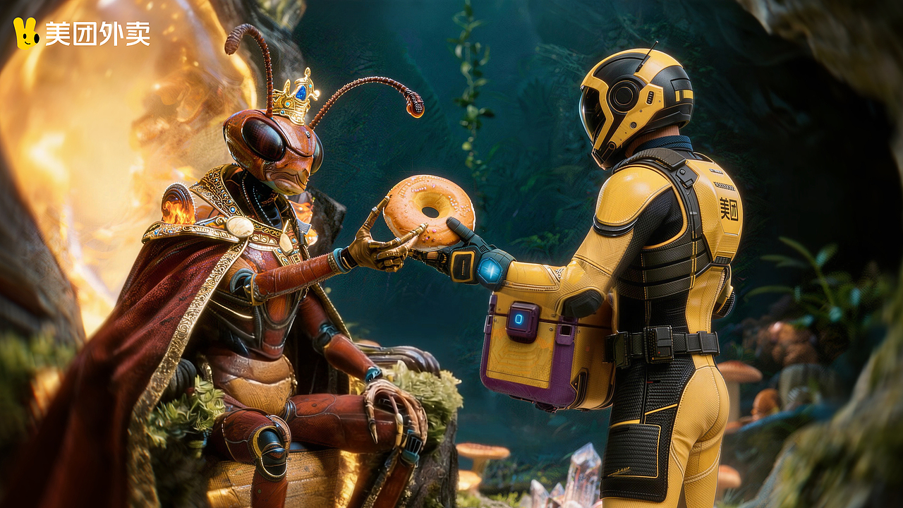 美团外卖1对1急送·《急送奇缘：蚂蚁订单》（图ZNDAxNzY1NDI4） - AI作品 - 站酷设计师古德Ai师原创素材 - 站酷ZCOOL