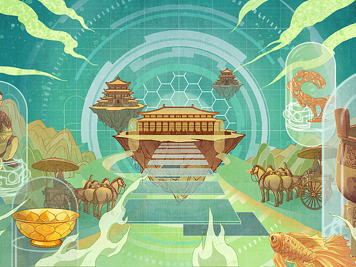 陕西历史博物馆视觉主kv插画