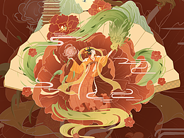 大唐芙蓉花茶包装插画设计